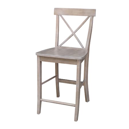 International Concepts X-Back Counter Height Stool, 24" Seat Height, Washed Gray Taupe S09-6132